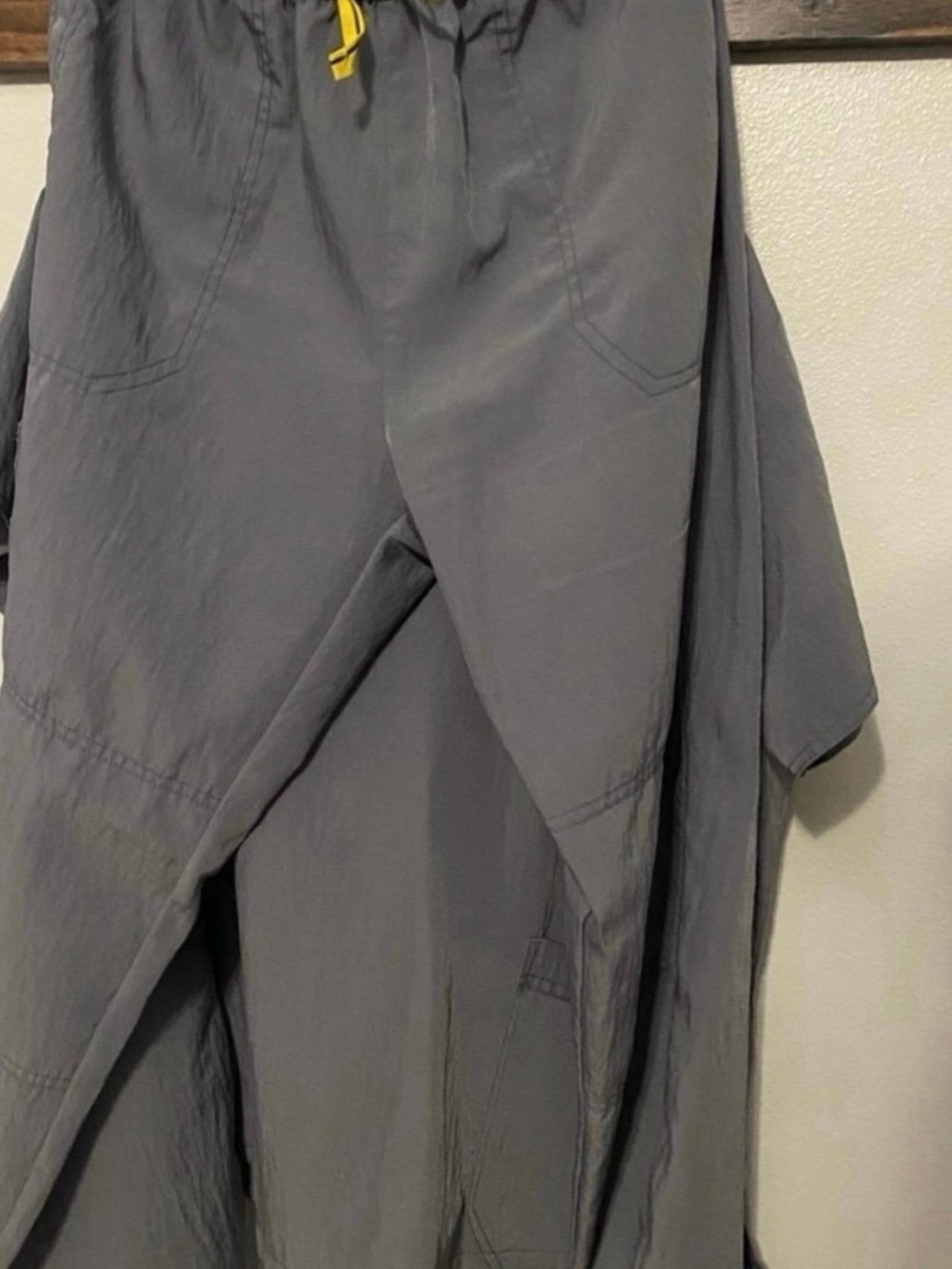 WonderWink Gray Women's Cargo Scrub Pants with Yellow Drawstring